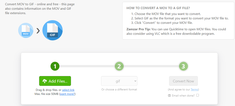 Convert MOV To GIF With Zamzar