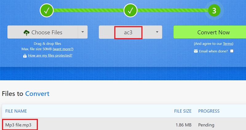 Steps to Convert MP3 to AC3 by Using Zamzar