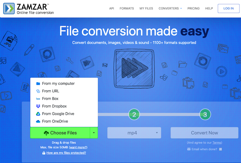 Use ZamZar to Convert MP3 to MP4 for Free Online
