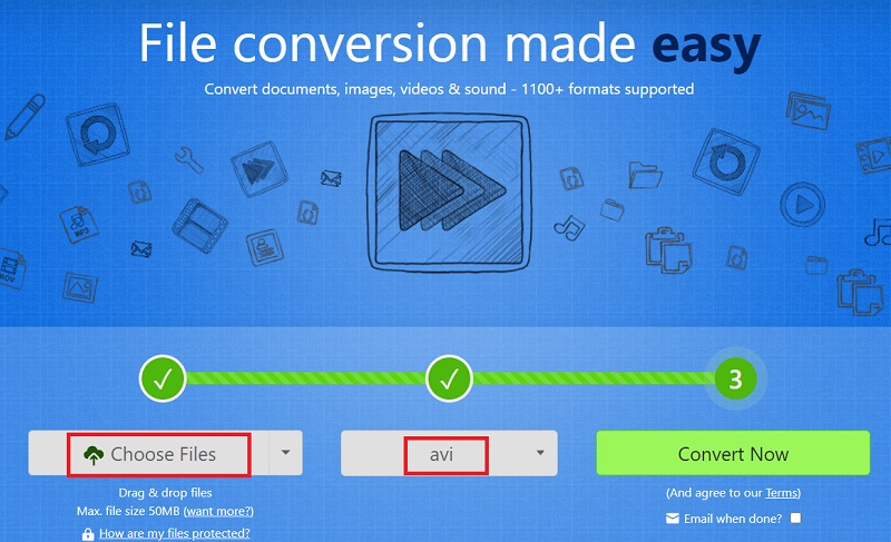 Convert MPG to AVI with Zamzar