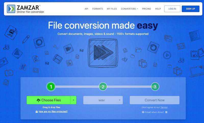 Zamzar: online MPG naar WAV-converter
