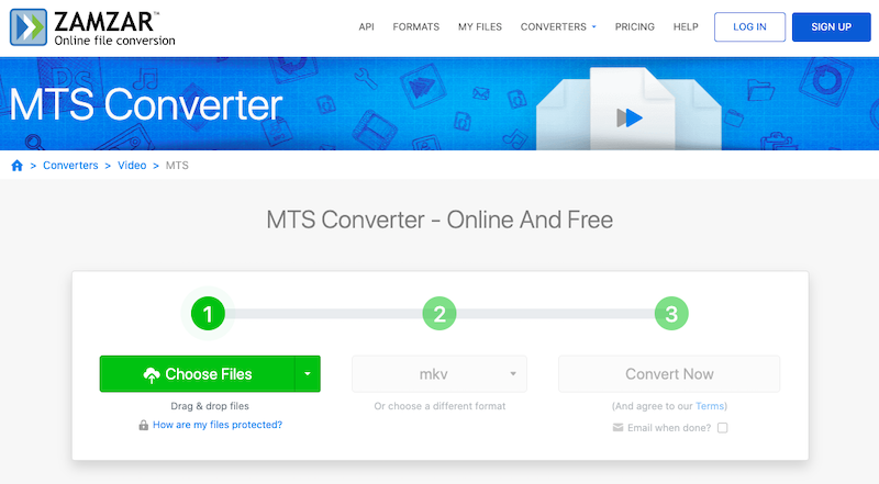 Convert MTS to MKV at Zamzar.com