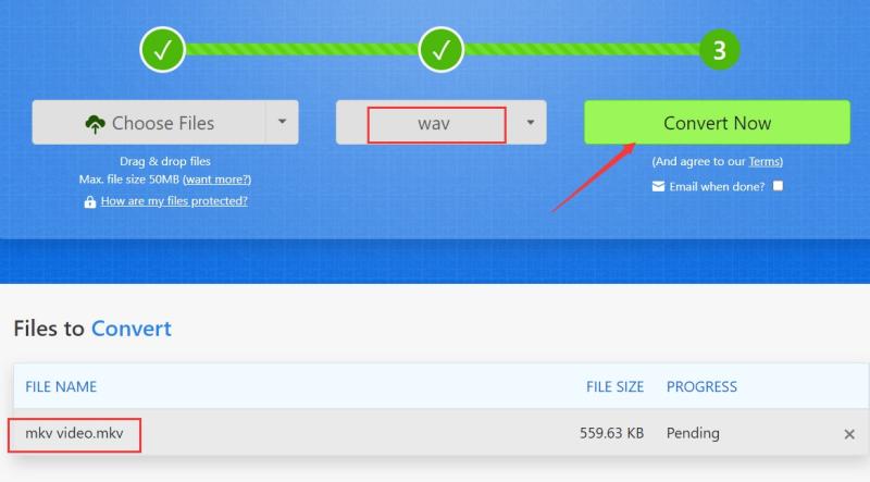 Converteer MKV snel naar WAV online